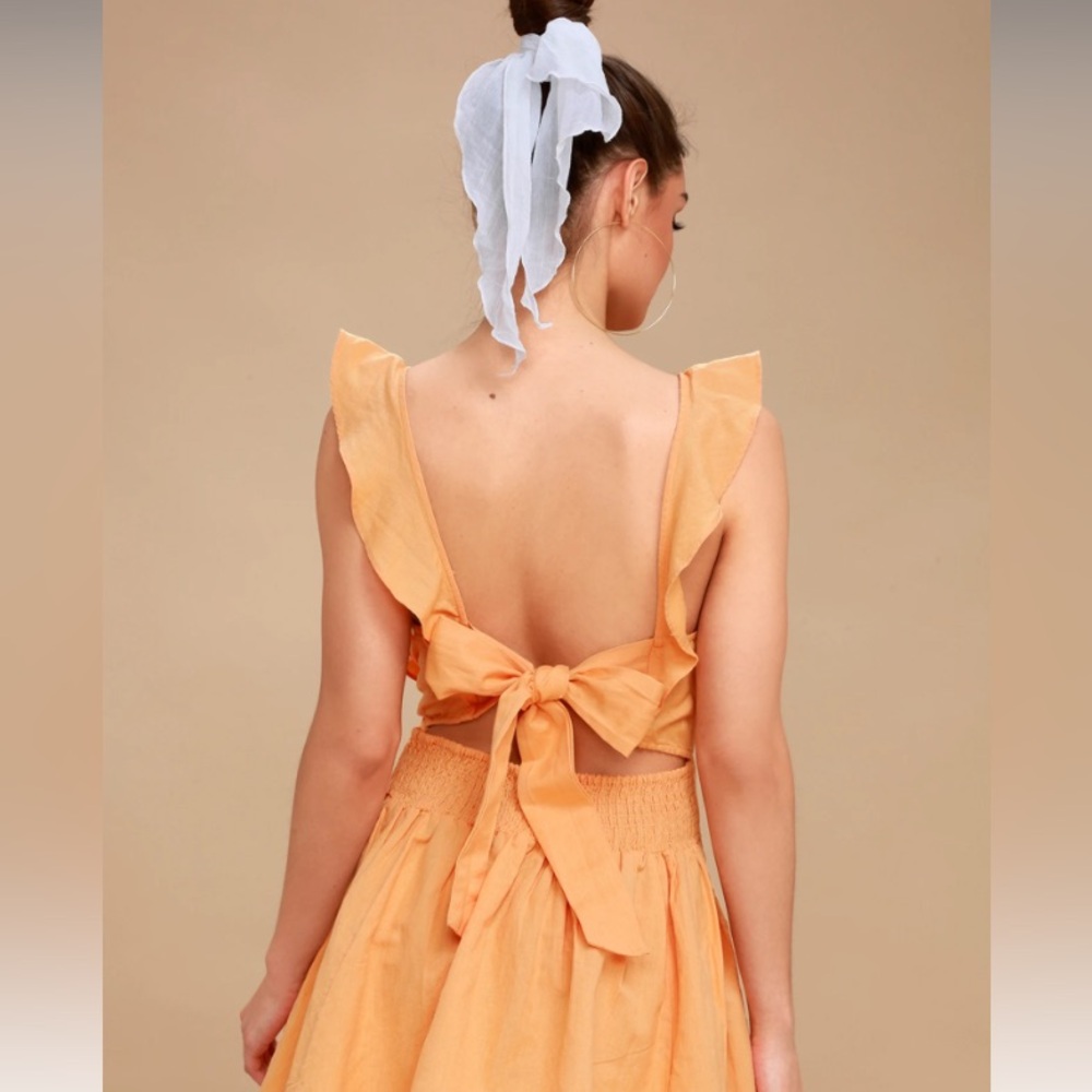 Free People linen sun yellow Erin dress with tie back - Picture 3 of 7